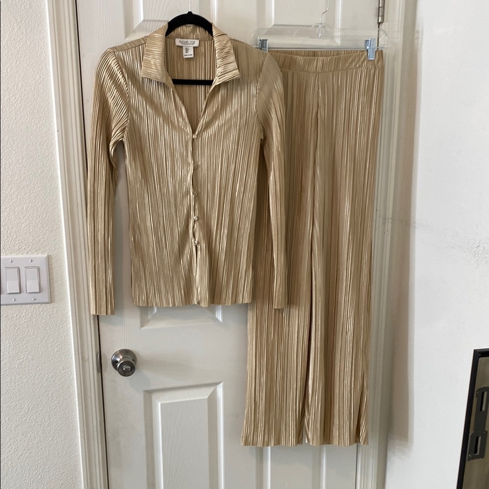 Rachel Zoe Gold Pleated Set